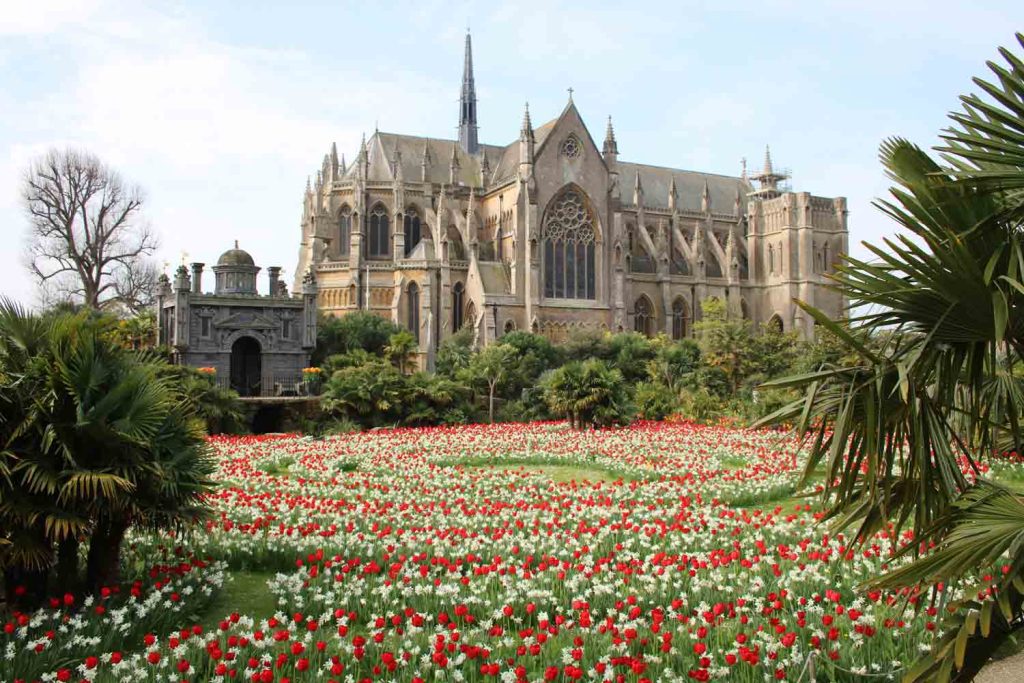 Spring-2020.-labyrinth-of-red-tulips-and-whiteThalia-narcissi-©Martin-Duncan