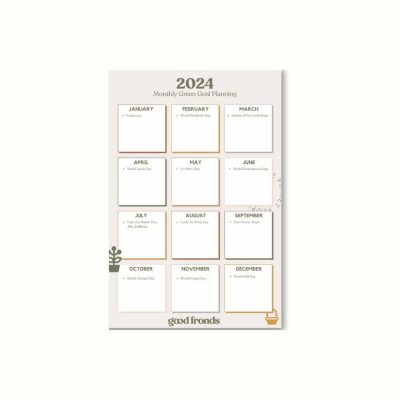 Good Fronds 2024 Printable Green Goal Planner Worksheet Preview